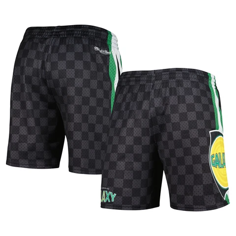 Men's Mitchell & Ness Black LA Galaxy City Mesh Shorts Cover