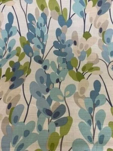 Twirl Floral Cotton Fabric AQUA Curtain Roman Blind Craft - Picture 1 of 8