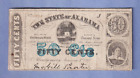 1863 50 Cents Civil War Alabama State Note Obsolete AL Bill No (1st) Series CR-3
