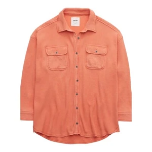 Aerie Womens LumberJane Waffle Knit Button Down Shirt Shacket Soft Oversized M - Picture 1 of 16