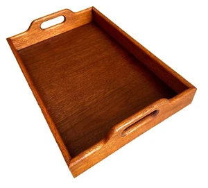 New Mahogany Wood Tray Charcuterie Handcrafted 18 3/4 X 12 3/4 Food Grade Finish - Picture 1 of 4