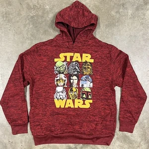 Star Wars Hoodie YOUTH Sz L Heather Maroon Sweatshirt Kids Pullover Faces - Picture 1 of 8