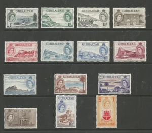 GIBRALTAR 1953-59 SG 145/58 the full 1953-9  QE2 set of 14 VLMM Cat £190 - Picture 1 of 1