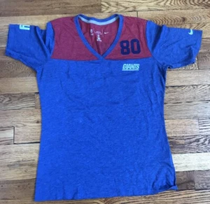 Nike NFL NY Giants T Shirt Womens Size M Blue V Neck Short Sleeve Blue Football - Picture 1 of 9