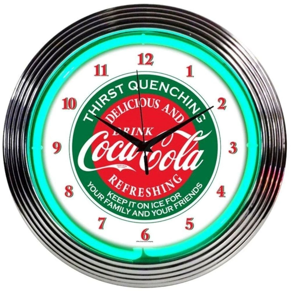 Coca-Cola Evergreen Licensed Neon Clock 15"x15" - Image 1 of 1