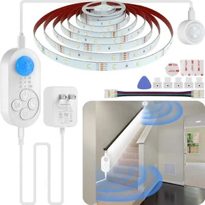 Dual Sensor Stair Lights Indoor, Double Motion Sensor Step Light Strip Plug-in N - Picture 1 of 7
