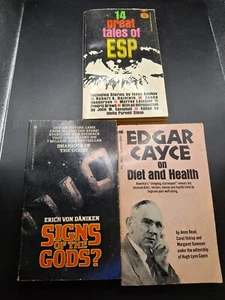 ESP, Aliens, etc..Vintage Books Lot of 3 Edgar Cayce, Daniken etc. - Picture 1 of 2