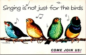 Cantar no es solo para los pájaros invitación principios de 1900 postal sin publicar - Imagen 1 de 2