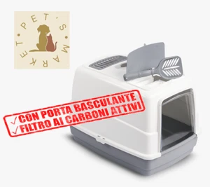 JOY Lettiera Toilette per Gatti Chiusa con Filtro Paletta Porta Basculante 54X39 - Foto 1 di 3