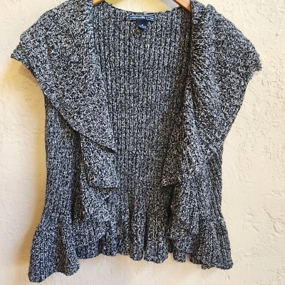 Chaleco Suéter American Living Mujer S Cuello Volantes Frente Abierto Sin Mangas Tejido Foto 1 de 4