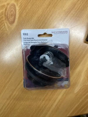 Juego de molduras de bañera con palanca de disparo R9212 31/8" con placa frontal de desbordamiento de 2 orificios frotada con aceite Foto 1 de 4