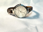 Fossil Georgia Watch Women Silver Tone 32mm Leather Band ES3060 New Battery(