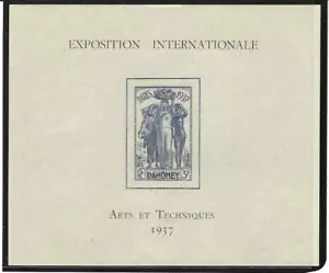 Dahomey 1937 "French Colonial Art Exhibition" Souvenir Sheet M/LH FOG Very Fine - Picture 1 of 2