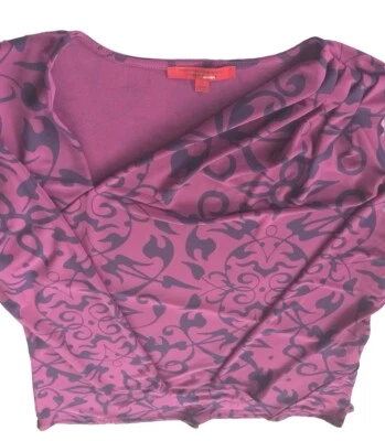 Narciso Rodriguez Women Paisley Aztec Pattern Blouse XL Purple Spandex Polyester - Image 1 of 4