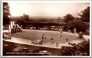 Postcard RPPC Haywards Heath England Bathing Pool Birch Hotel West Sussex - Bild 1 von 2