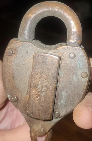 ANTIQUE BRONZE OR BRASS W. BOHANNAN BROOKLYN NY. PAD LOCK PADLOCK  NO KEY Cover