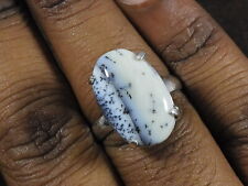 Natural Dendrite Opal Oval 925 Solid Srerling silver Ring Size US 8.0