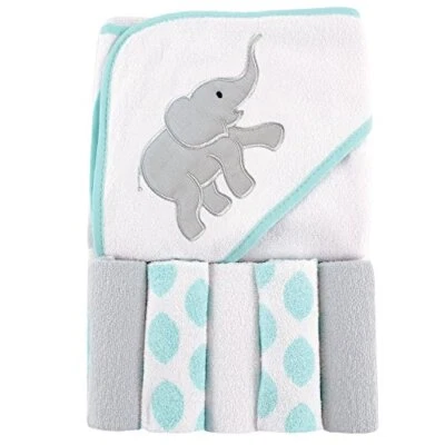  Toalla con capucha unisex para bebé con cinco 1 unidad (paquete de 1) elefante Ikat Foto 1 de 2