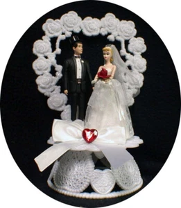 Romántico 1950 ESTILO Cabello Rubio Barbie Ken Pastel de Boda Cuento de Hadas - Imagen 1 de 1