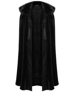 Punk Rave Mens Long Gothic Aristocrat Steampunk Nobleman Cloak & Faux Fur Cape - Picture 1 of 13