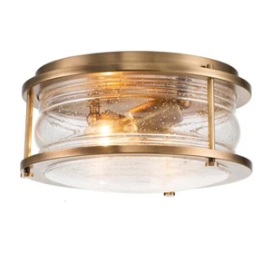 Deckenleuchte Wohnzimmerlampe Deckenlampe messing Stahl Glas D 15,4 cm 2-Flammig - Bild 1 von 5