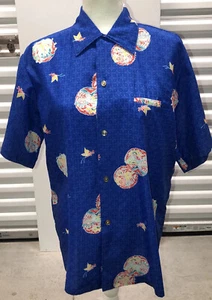MALIHINI HAWAII 21-7 Size M MENS SHIRT 1980’s VINTAGE Blue Vibrant Colors - Picture 1 of 11