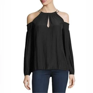 Ramy Brook Heidi Cold Shoulder Top Black Size Medium NEW NWT - Picture 1 of 9