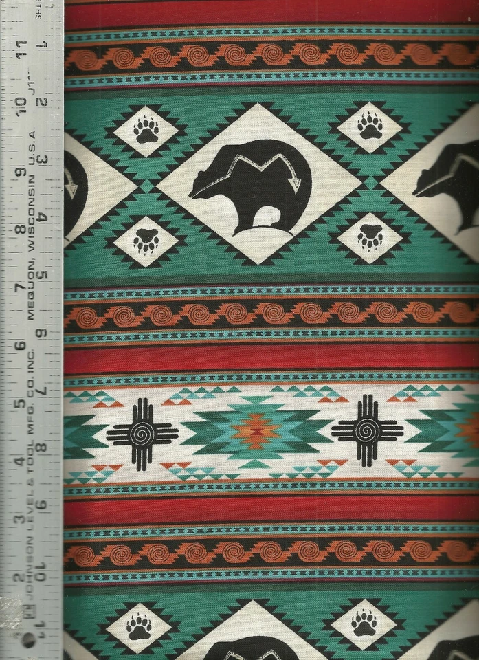 Elizabeth's Studio ~ Southwest Stripes Bear 2 ~ 100% Cotton Sew Quilt Fabric BTY - Image 1 of 1