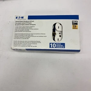 BOX OF 10 EATON TR270W STANDARD DUPLEX RECEPTACLES 15A, 125V - Picture 1 of 3