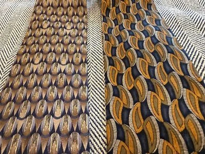 Juego de 2 corbatas de seda Louis Roth para hombre patrones geométricos marrón y dorado 3,75" de ancho 32 Foto 1 de 4