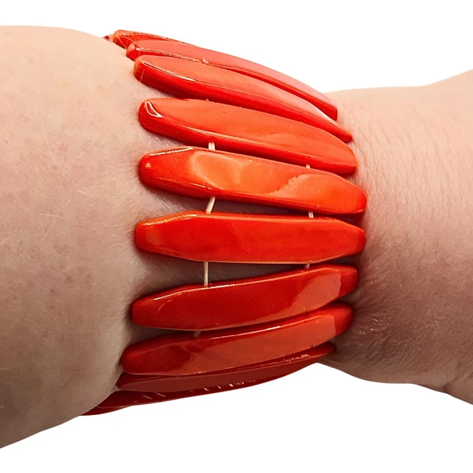 Pulsera elástica coralina gruesa para mujer audaz brillante colorida playa boho chic Foto 1 de 3