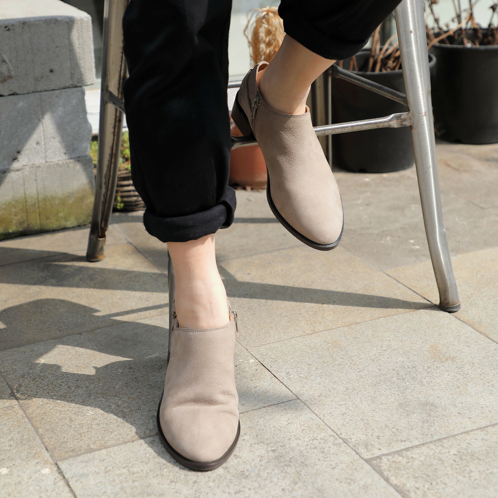 Women's Nubuck Ankle Boots Round Toe 