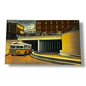 Postcard Entrance to Tunnel Detroit Michigan Linen Card D271 - Picture 1 of 2