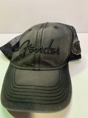 Genuine Fender Guitars Black on Black Mesh Trucker Adjustable Hat 1946 Patch - Image 1 of 4