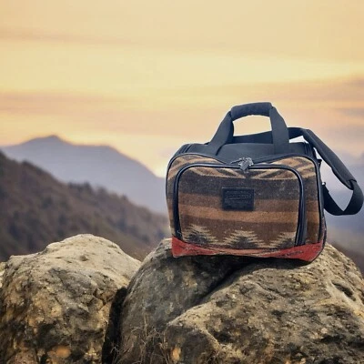 Pendleton Southwestern Aztec Wool Blanket Weekender Messenger Duffle Bag Brown - Image 1 of 4