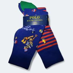 NWT POLO Ralph Lauren Triton Sea Polo Bear Crew Dress Slack Socks 2Pk Size 10-13 - Picture 1 of 8