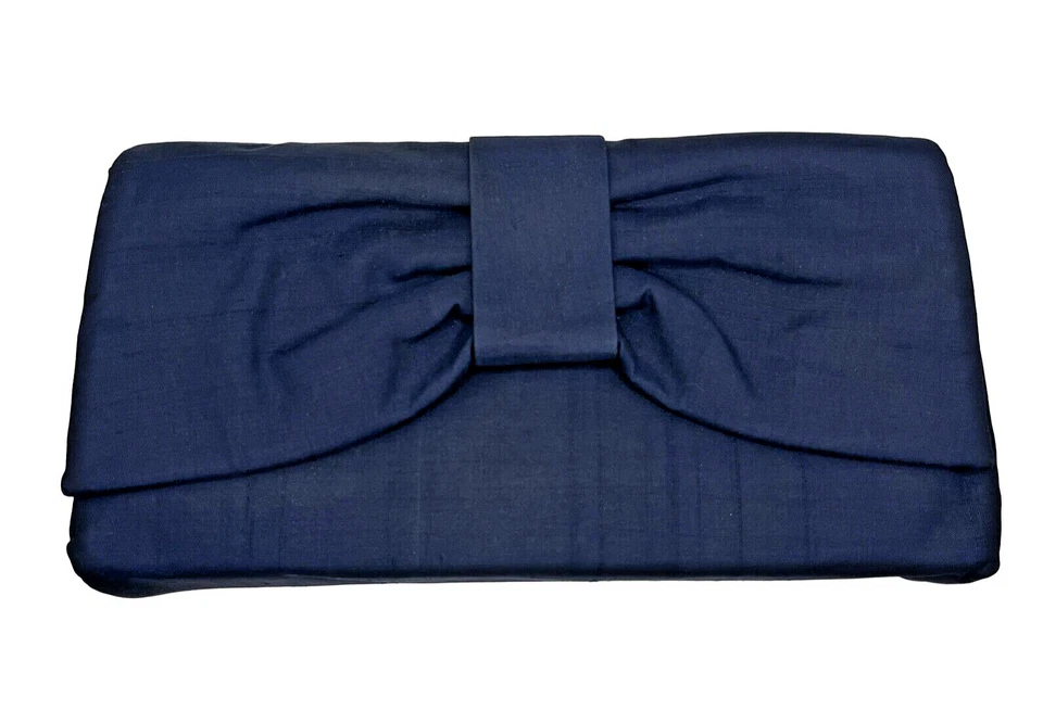 Cartera sin asas a presión sobre frontal con lazo azul de lino Rockabilly años 60 Foto 1 de 4