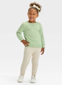 Toddler Girls' Fleece Pullover Sweatshirt Cat & Jack™ Green Size 3T Long Sleeve - Picture 1 of 5
