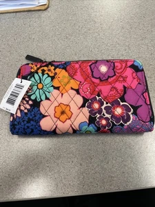 Vera Bradley Akkordeon Geldbörse Floral Fiesta umlaufender Reißverschluss 7,5" x 4,5" Neu mit Etikett - Bild 1 von 4
