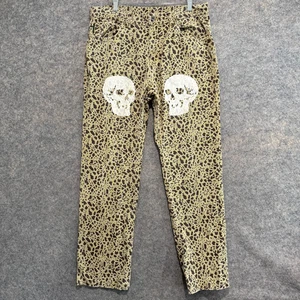 Pleasures Wisdon Skulls Jeans Herren 34 Camouflage Sterne Leopard Punk Rock Grunge hellbraun - Bild 1 von 19