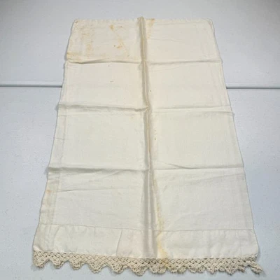 Funda de almohada vintage lino blanco encaje borde primitivo rústico cabaña en mal estado Foto 1 de 4