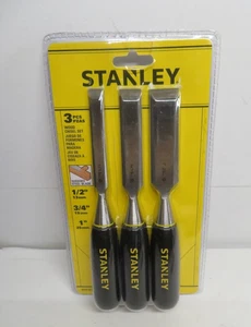 Stanley Wood Chisel Set 3-Pcs Hardened Steel Blades 1/2" - 3/4" - 1" STHT16727 - Picture 1 of 2