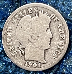 ~~ 1901-O BARBER PLATA DIEZ CENTAVOS NUEVA ORLEANS COMO NUEVO ENVÍO GRATUITO ~~~ - Imagen 1 de 6