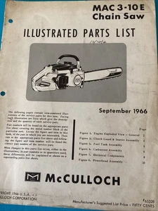 Motosierra Mcculloch Mac 3-10E ilustrada lista de piezas carpeta 2 - Imagen 1 de 1