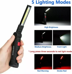 Wiederaufladbare LED Magnetische Arbeitsleuchte Kabellos COB Inspektionslampe Taschenlampe USB - Bild 1 von 13