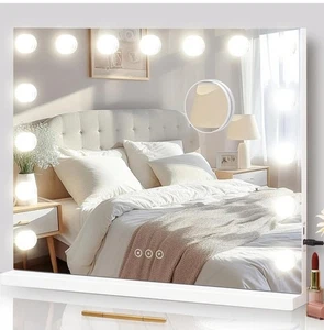 Kosmetikspiegel mit Beleuchtung beleuchteter Schminkspiegel mit 15 dimmbaren LED Leuchtmitteln, 3 Farben - Bild 1 von 8