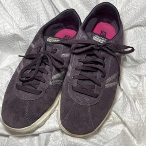 Skechers Memory Foam On The Go Slip On Tie Shoes Women's Sz 10 Purple Leather - Picture 1 of 6