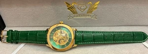 Reloj esqueleto con Swiss made ETA-Peseux 7040 cuerda manual trabajo artístico verde Cavadini - Imagen 1 de 4