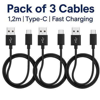 3x USB Type-C Charging Cables 4FT | Fast Charge | Durable | 1.2m Cord Set - Image 1 of 4