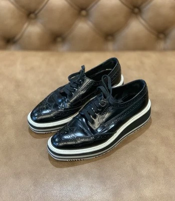 Prada Wingtip Brogue Platform Oxford Shoes, EU 35.5 / US 5.5 🥰 - Image 1 of 4